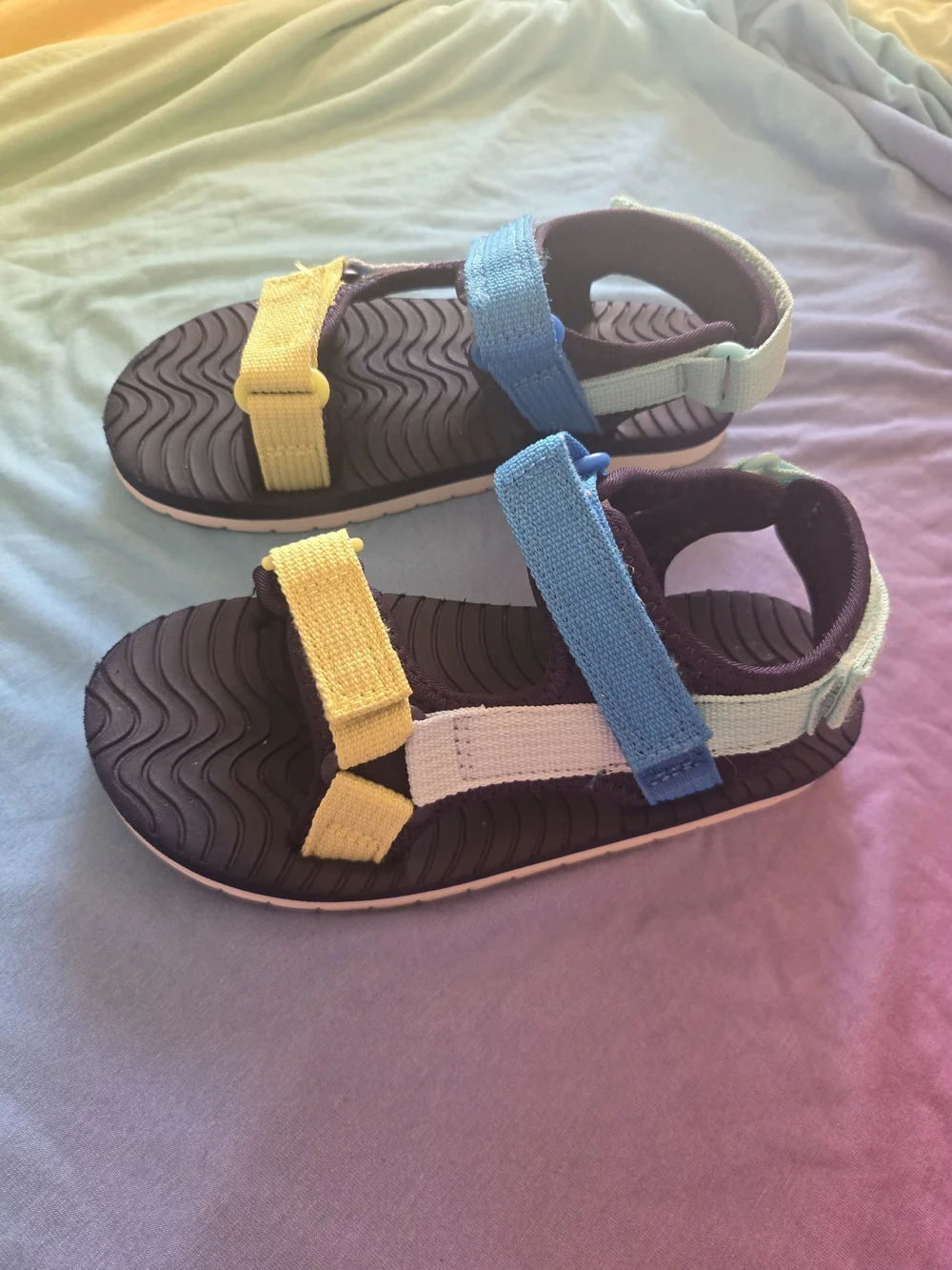 Cat & Jack Kids Colorblock Velcro Strap Sandals in Yellow, Blue, Mint & Black
